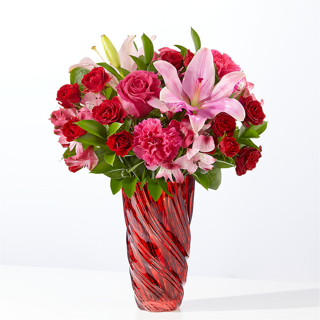 In Love Bouquet with Luxe Swirl Vase – Palette Flower, Austin TX
