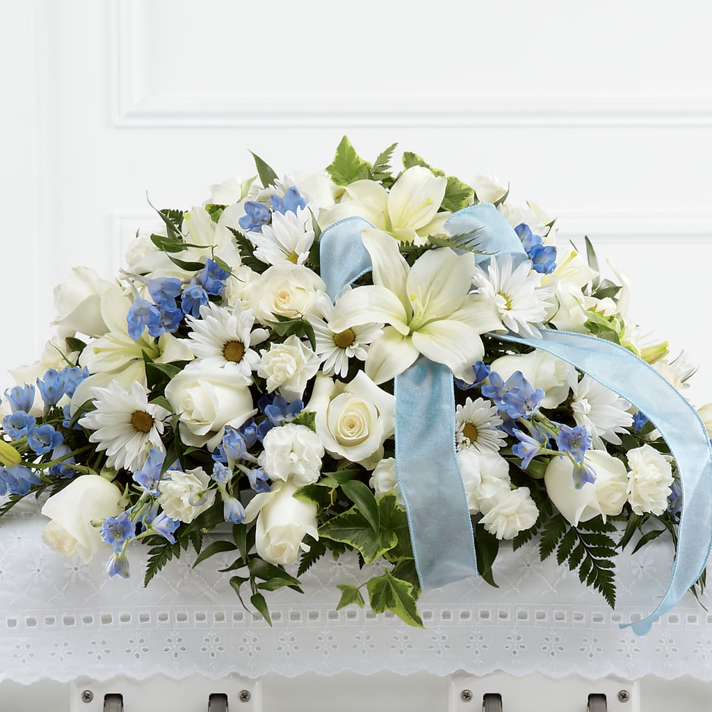 Tender Treasure Casket Spray – Palette Flower, Austin TX