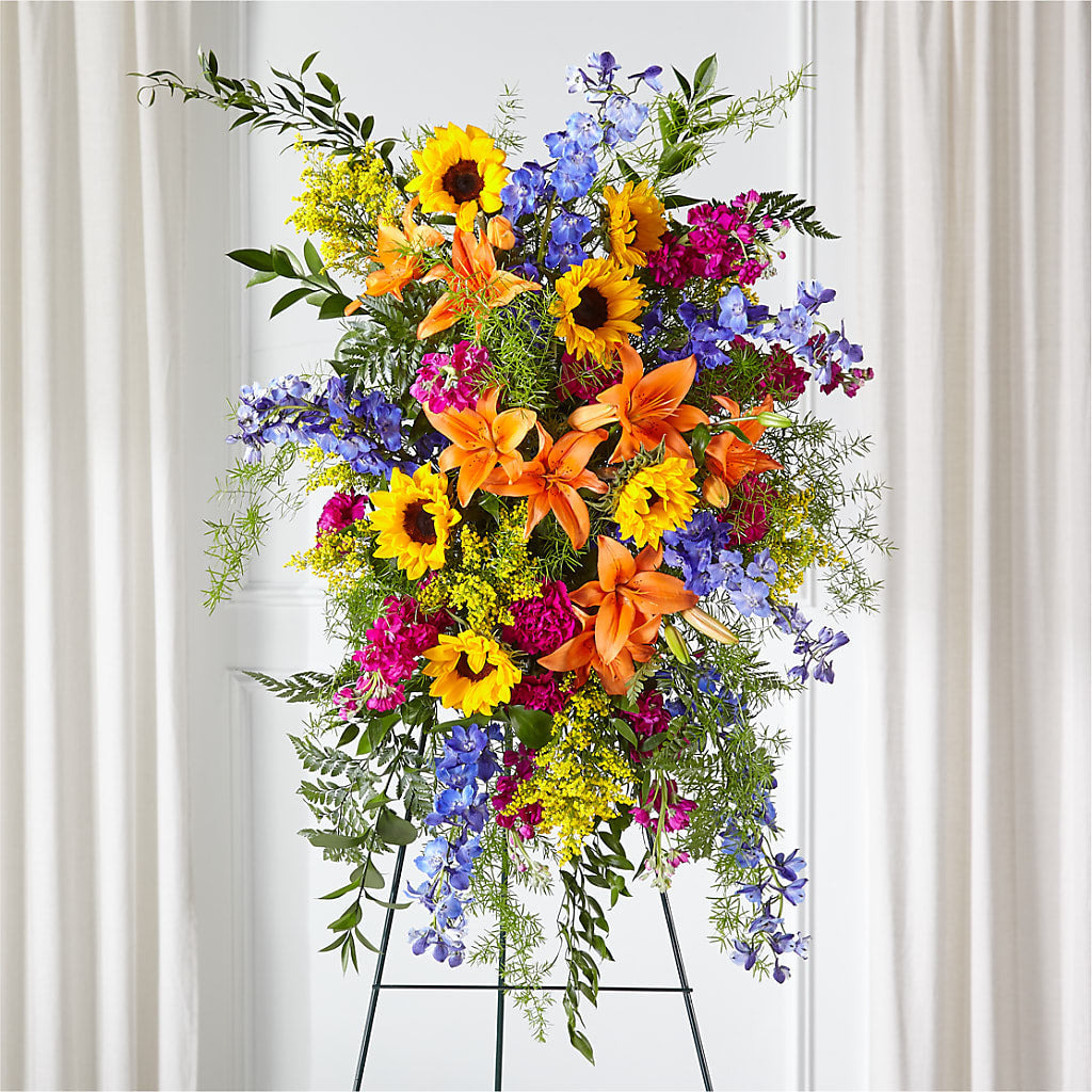 Sunlit Memories Standing Spray (Standard) – Palette Flower, Austin TX
