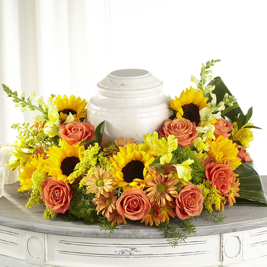 Faithful Sunflower Cremation Adornment – Palette Flower, Austin TX